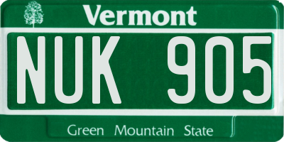 VT license plate NUK905