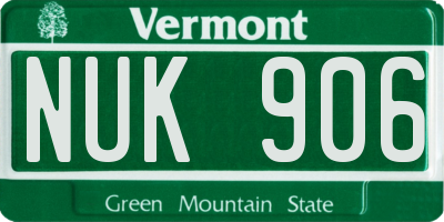 VT license plate NUK906