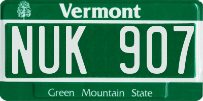 VT license plate NUK907