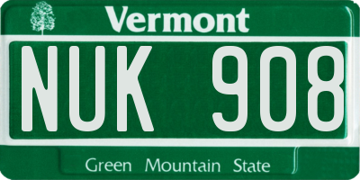 VT license plate NUK908