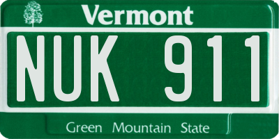 VT license plate NUK911