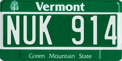 VT license plate NUK914