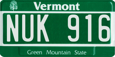 VT license plate NUK916