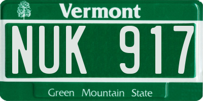 VT license plate NUK917