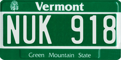 VT license plate NUK918