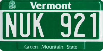 VT license plate NUK921