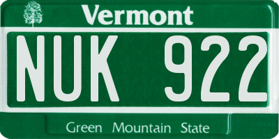 VT license plate NUK922