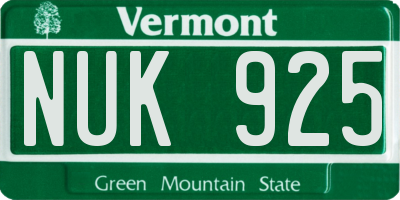 VT license plate NUK925
