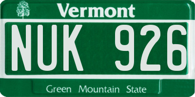 VT license plate NUK926