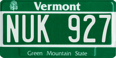 VT license plate NUK927
