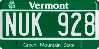 VT license plate NUK928