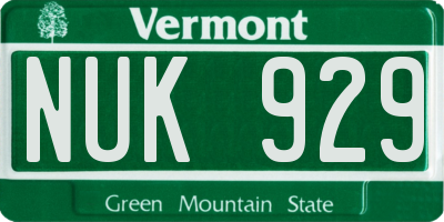 VT license plate NUK929