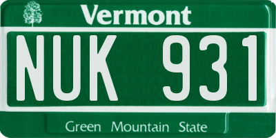 VT license plate NUK931