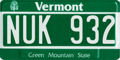 VT license plate NUK932
