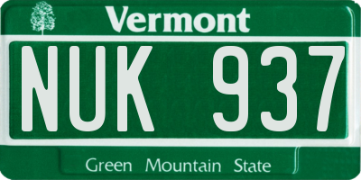 VT license plate NUK937