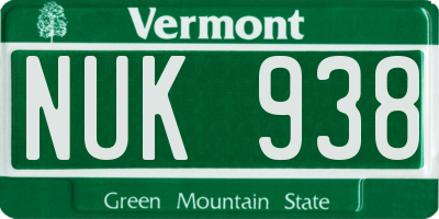 VT license plate NUK938