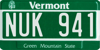 VT license plate NUK941