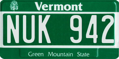 VT license plate NUK942