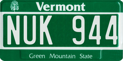 VT license plate NUK944