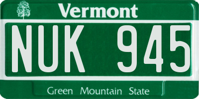VT license plate NUK945