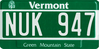 VT license plate NUK947