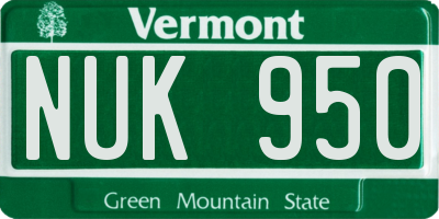 VT license plate NUK950