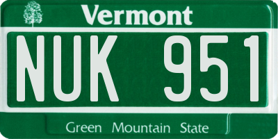 VT license plate NUK951