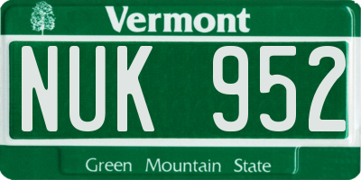 VT license plate NUK952