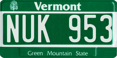 VT license plate NUK953