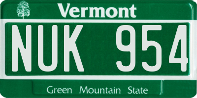 VT license plate NUK954