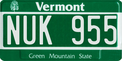 VT license plate NUK955