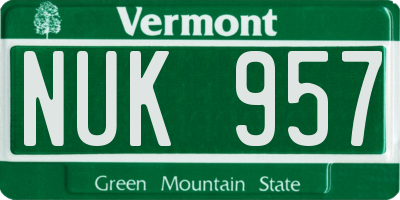 VT license plate NUK957