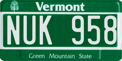 VT license plate NUK958