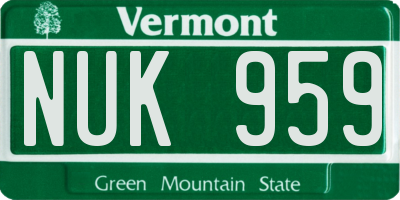 VT license plate NUK959