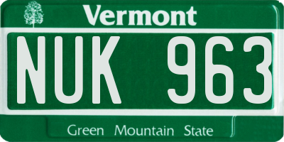VT license plate NUK963