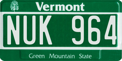 VT license plate NUK964