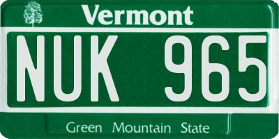 VT license plate NUK965
