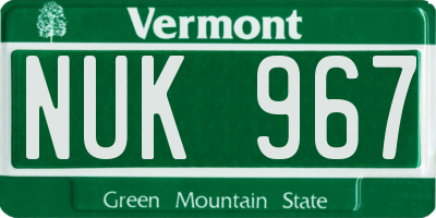 VT license plate NUK967