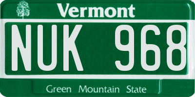 VT license plate NUK968