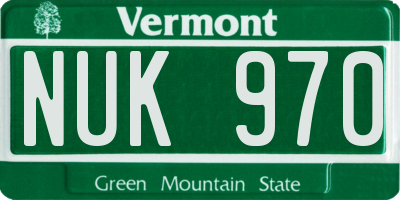 VT license plate NUK970