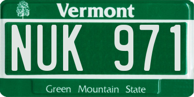 VT license plate NUK971