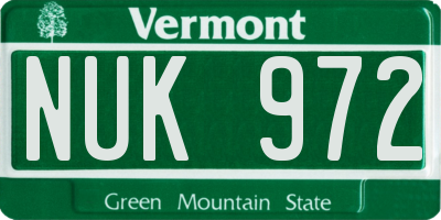 VT license plate NUK972