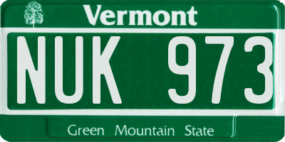 VT license plate NUK973