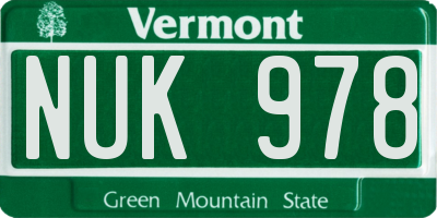 VT license plate NUK978