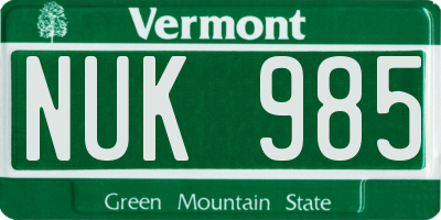 VT license plate NUK985