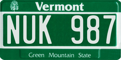 VT license plate NUK987
