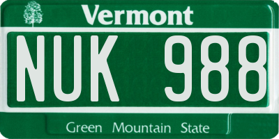 VT license plate NUK988