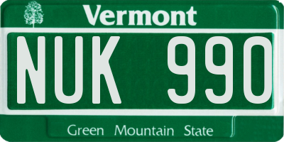 VT license plate NUK990