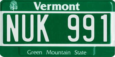 VT license plate NUK991