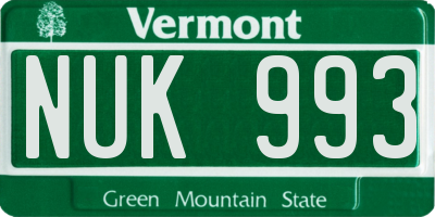 VT license plate NUK993